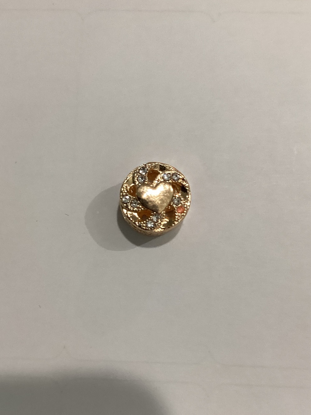 Gold Heart Filigree charm with Crystal Accents